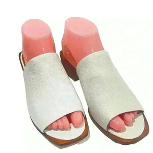 FRYE Lucia  Women’s White Leather Sandals Casual Summer Mules Size 7.5 M